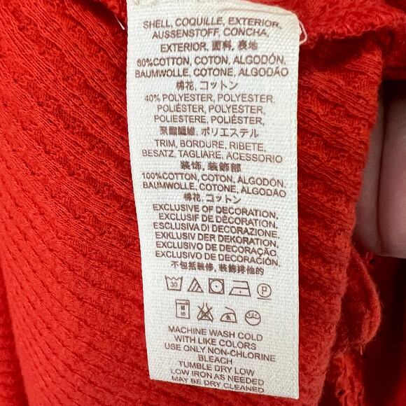 Free People Parisian Nights Top XS Red Orange Ribbed Eyelet Bell Sleeve Bohemian - Picture 12 of 14